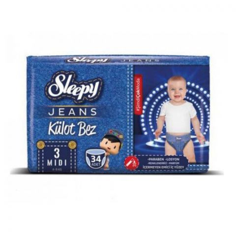 "Sleepy" JEANS подгузники-трусики 3 34 шт