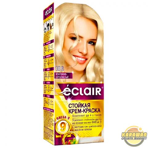 Şaç üçin boýag krem eclair 106 reňki"ЖЕМЧУЖНО-СЕРЕБРИСТЫЙ"