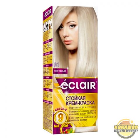 Şaç üçin boýag krem eclair 9.1 reňki "ПЕПЕЛЬНЫЙ"